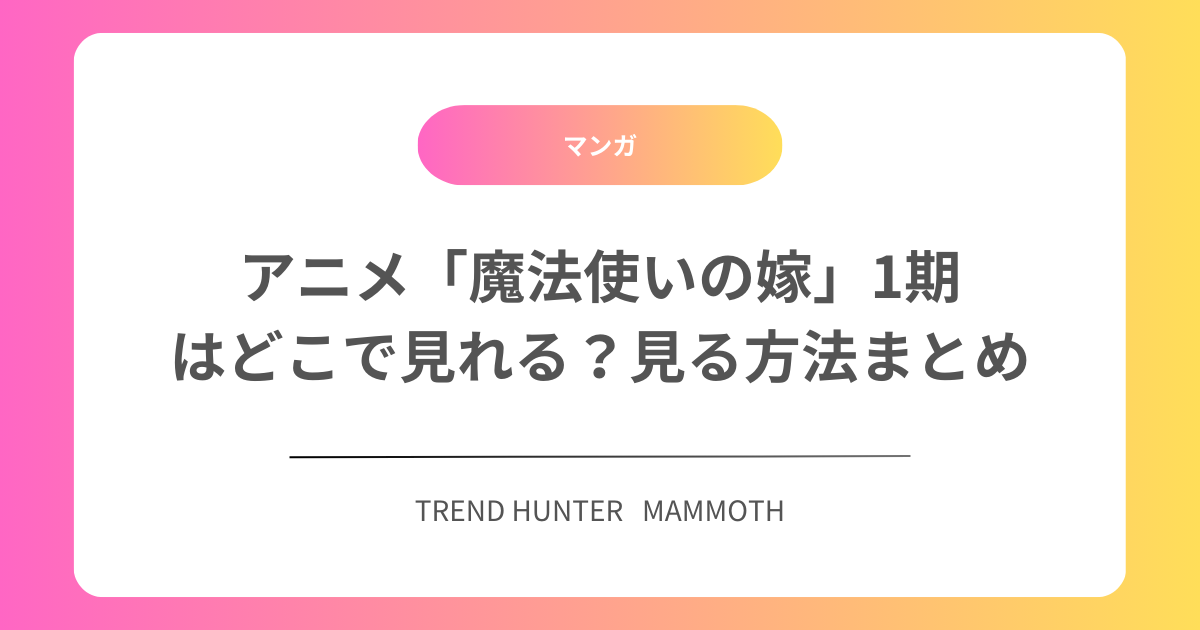 アニメ「魔法使いの嫁」1期はどこで見れる？見る方法まとめ